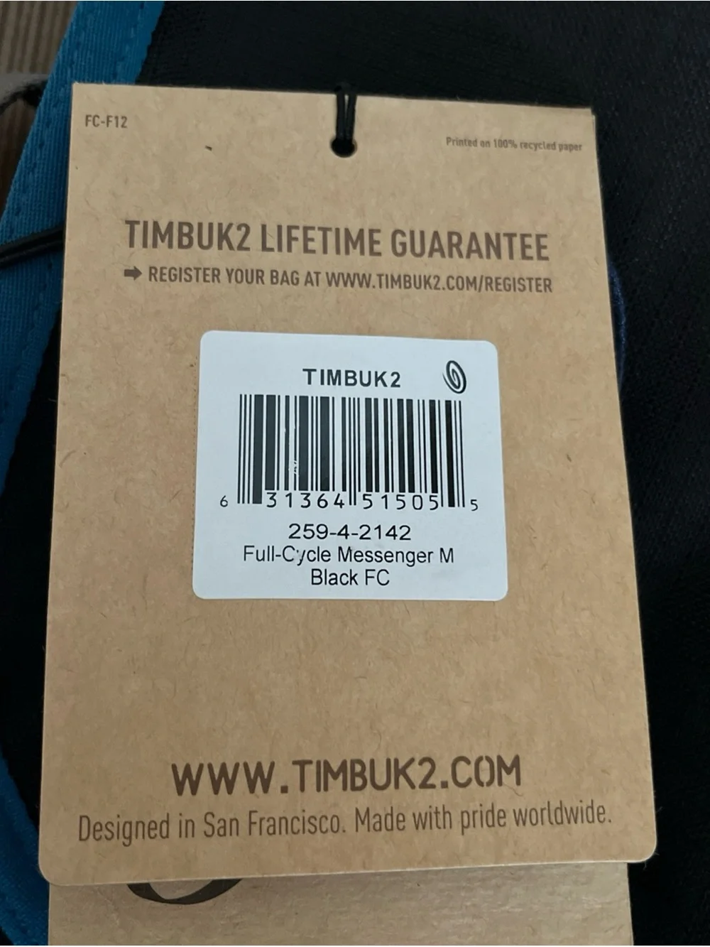 Timbuk2 Black Messenger Bag with Teal Trim
